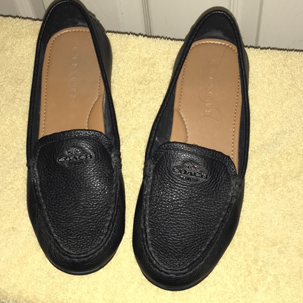 Coach black leather driving shoes, 6.5